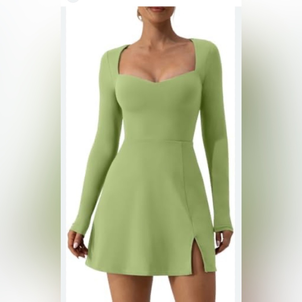 Bodycon mini Elegant Long Sleeve Lime Dress women size L
